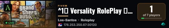 ^1🔆 Versality RolePlay 🔆 ^7| 🌆 Uma Cidade Sem Limites, Uma História Só Tua 🌆 live status badge