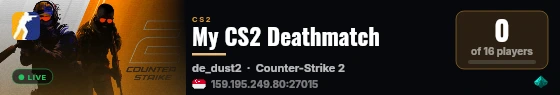 My CS2 Deathmatch live status badge