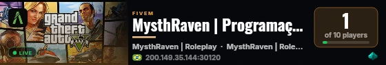 MysthRaven | Programação live status badge