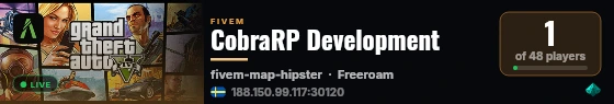 CobraRP Development live status badge