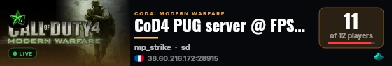 CoD4 PUG server @ FPSChallenge.eu live status badge