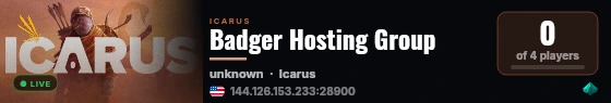Badger Hosting Group live status badge