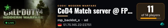 CoD4 Match server @ FPSChallenge.eu live status badge