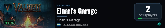 Einari's Garage live status badge