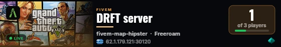 DRFT server live status badge