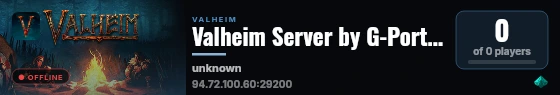 Valheim Server by G-Portal.com live status badge
