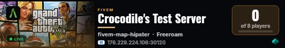 Crocodile's Test Server live status badge