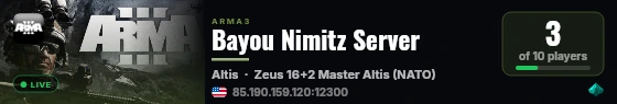 Bayou Nimitz Server live status badge