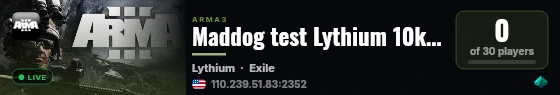 Maddog test Lythium 10krep 250ktab Hardcore Ai custom missions live status badge