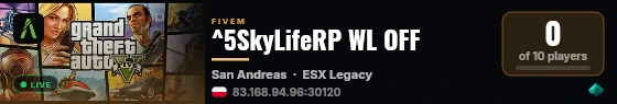 ^5SkyLifeRP WL OFF live status badge