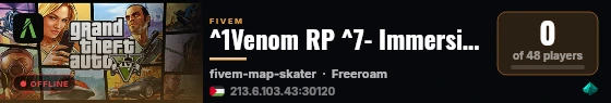 ^1Venom RP ^7- Immersive Roleplay Experience live status badge
