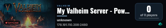 My Valheim Server - Powered by AMP live status badge