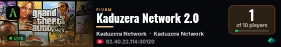 Kaduzera Network 2.0 live status badge