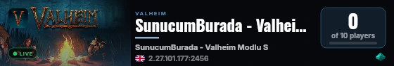 SunucumBurada - Valheim Modlu Sunucu live status badge