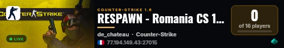 RESPAWN - Romania CS 1.6 Public live status badge
