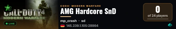 AMG Hardcore SnD live status badge