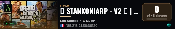 🌆 STANKONIARP - V2 🐍 | 🇫🇷 LE RP NOUVELLE GÉNÉRATION | 🚓 Serious RP • 💼 Économie • 🔥 Immersion live status badge
