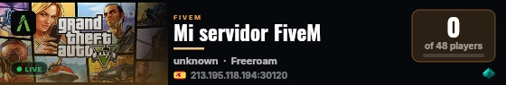 Mi servidor FiveM live status badge
