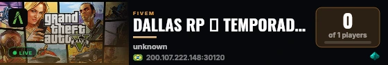 DALLAS RP 🌾 TEMPORADA 2 orgs e facs livres eventos diários ➡️ VERDADEIRO RP ESTÁ AQUI #COMUNIDADE live status badge