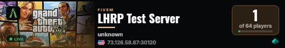 LHRP Test Server live status badge