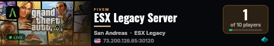 ESX Legacy Server live status badge