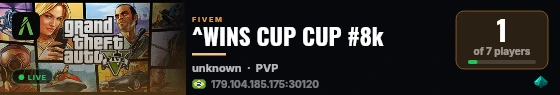 ^WINS CUP CUP #8k live status badge