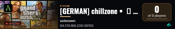 [GERMAN] chillzone •  🔫 Seit 0 Jahren | 🛬 IC Einreise  | 🏰 Frak LevelSystem | ☠️ Camper/Gangwar/FFA | 💰  Time Rewards | 🖥️ Copnet | 🌱 Legale/Illegale Routen live status badge