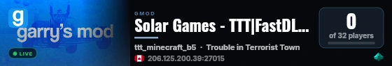 Solar Games - TTT|FastDL|NEW!|Staff Wanted|Custom|Pointshop| live status badge