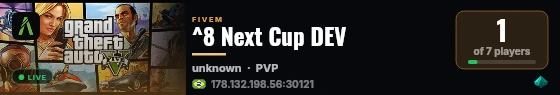 ^8 Next Cup DEV live status badge
