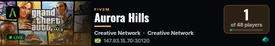Aurora Hills live status badge