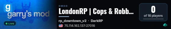 LondonRP | Cops & Robbers | Test Server live status badge