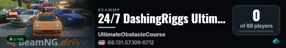 24/7 DashingRiggs Ultimate Obstacle Course live status badge