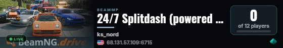 24/7 Splitdash (powered by DashingRiggs) live status badge