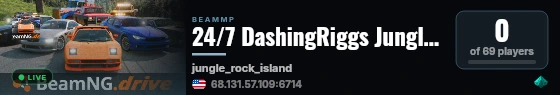 24/7 DashingRiggs Jungle Rock Island live status badge