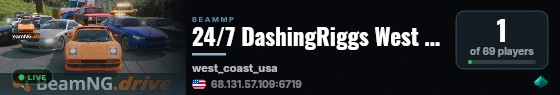 24/7 DashingRiggs West Coast USA Vanilla live status badge
