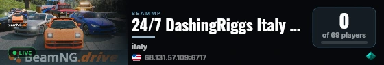 24/7 DashingRiggs Italy Vanilla live status badge