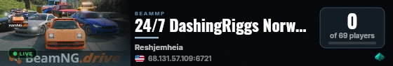 24/7 DashingRiggs Norwegian Backroads live status badge