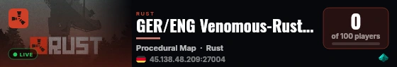 GER/ENG Venomous-Rust Beginner-friendly Half-Upkeep Quad live status badge