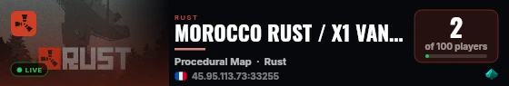 MOROCCO RUST / X1 VANILLA / SOLO / DUO live status badge