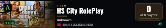 HS City RolePlay live status badge
