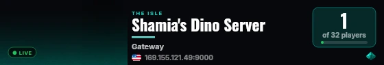 Shamia's Dino Server live status badge