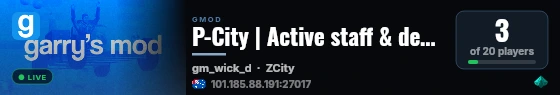 P-City | Active staff & development! | discord.gg/pgrad live status badge