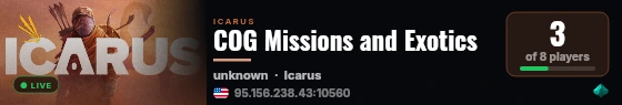 COG Missions and Exotics live status badge
