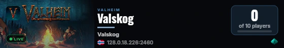 Valskog live status badge