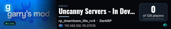 Uncanny Servers - In Development live status badge