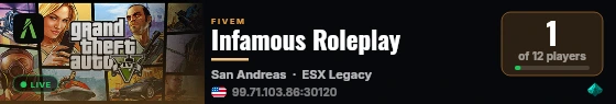 Infamous Roleplay live status badge