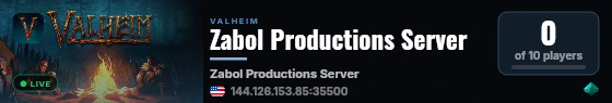 Zabol Productions Server live status badge