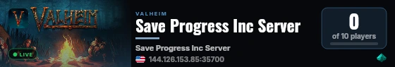 Save Progress Inc Server live status badge