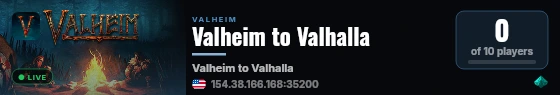 Valheim to Valhalla live status badge