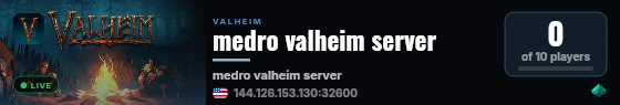 medro valheim server live status badge